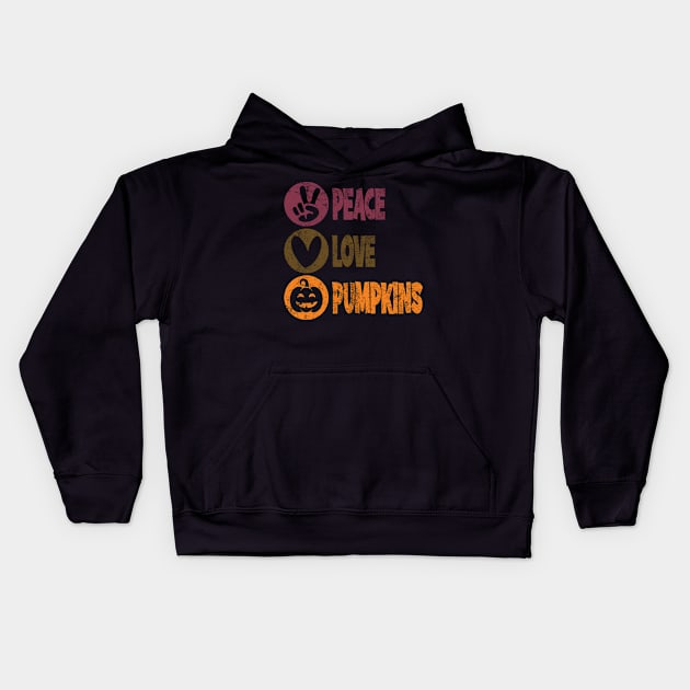 Peace Love Pumpkin Kids Hoodie by Jabir